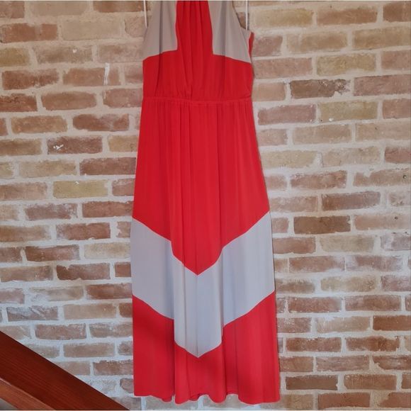 Vince Camuto Maxi Dress Orange & Beige Size 14 Elastic Waist Casual /Formal NWOT - Picture 6 of 17